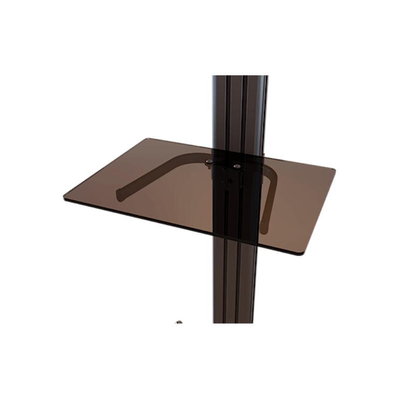 Adjustable Mobile Cart with Tempered Glass Shelf for 37" to 70" Screens