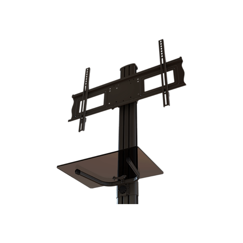 Adjustable Mobile Cart with Tempered Glass Shelf for 37" to 70" Screens
